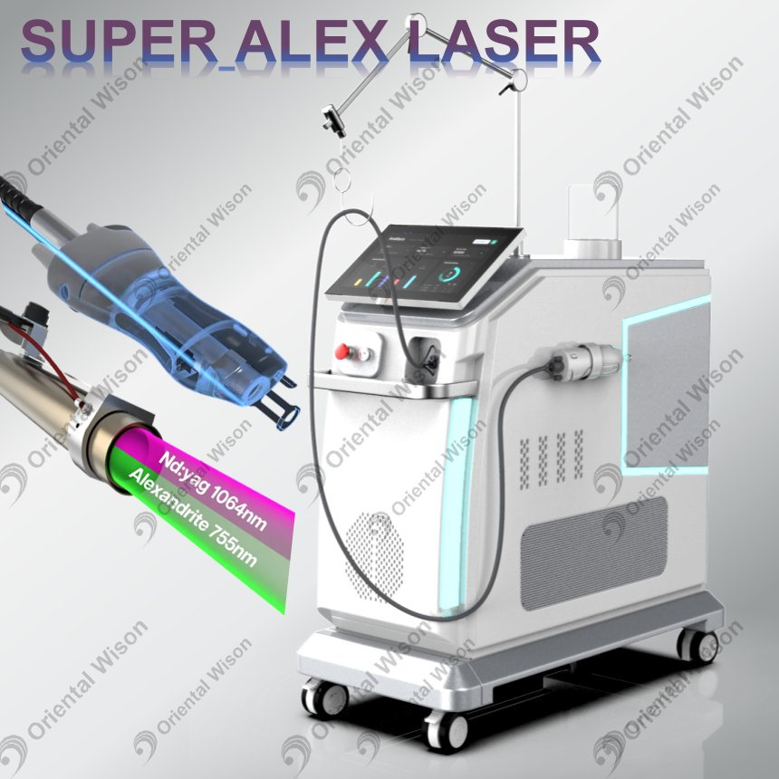 Alexway Alexandrite Laser Hårborttagning ND YAG Långpulslaser Vaskulär pigmentborttagning Skönhetsutrustning